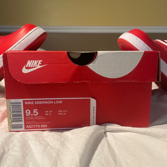 Size 9.5 - NEW Nike Ebernon Low Red/White WITH BOX - Picture 3 of 4